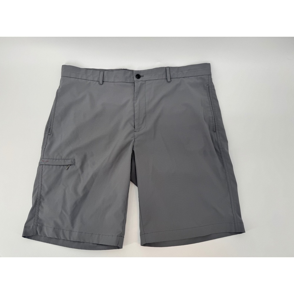 Greg Norman Mens Gray Shark Logo Performance Golf Shorts 38 Stretch Tech Pocket